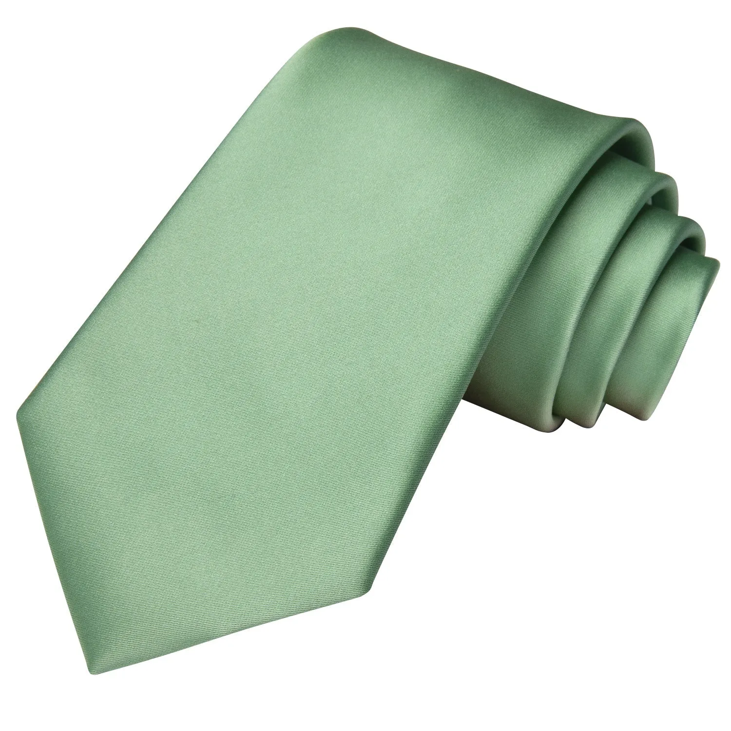 Hi-Tie Light Green Satin Necktie Solid 67 Inches Extra Long Tie Set