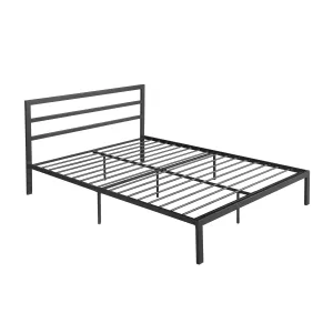 Jones Minimalistic Modern Slat Iron Queen-Size Bed Frame