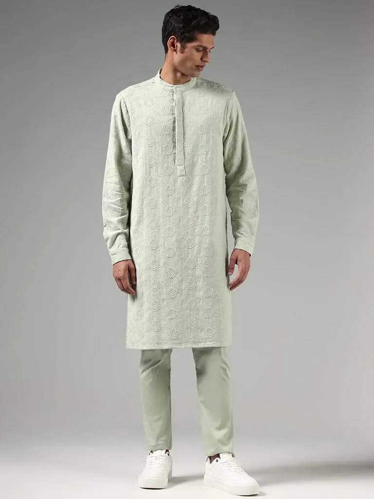 Kala by ETA Sage Chikankari Embroidered Blended Linen Kurta