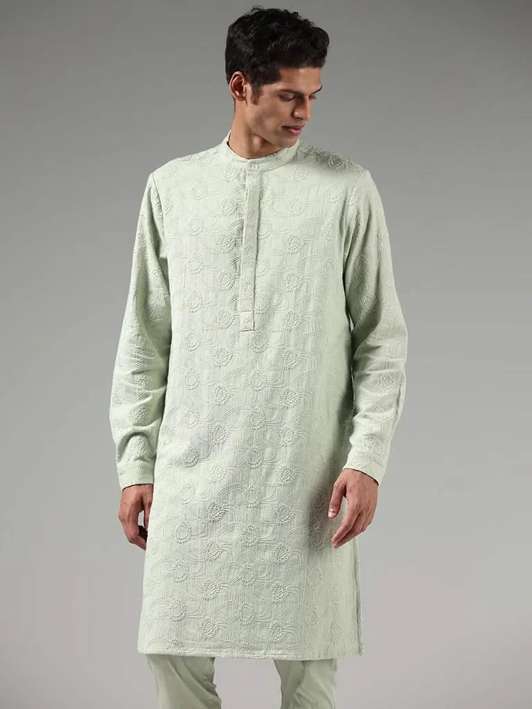 Kala by ETA Sage Chikankari Embroidered Blended Linen Kurta