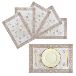 Kuber Industries Placemat | Placemats for Dining Room | Desginer Table Mat Set | Placemats for Kitchen Table | Dining Table Mats | Gulab Maiva Placemat | 6 Piece Set | Cream