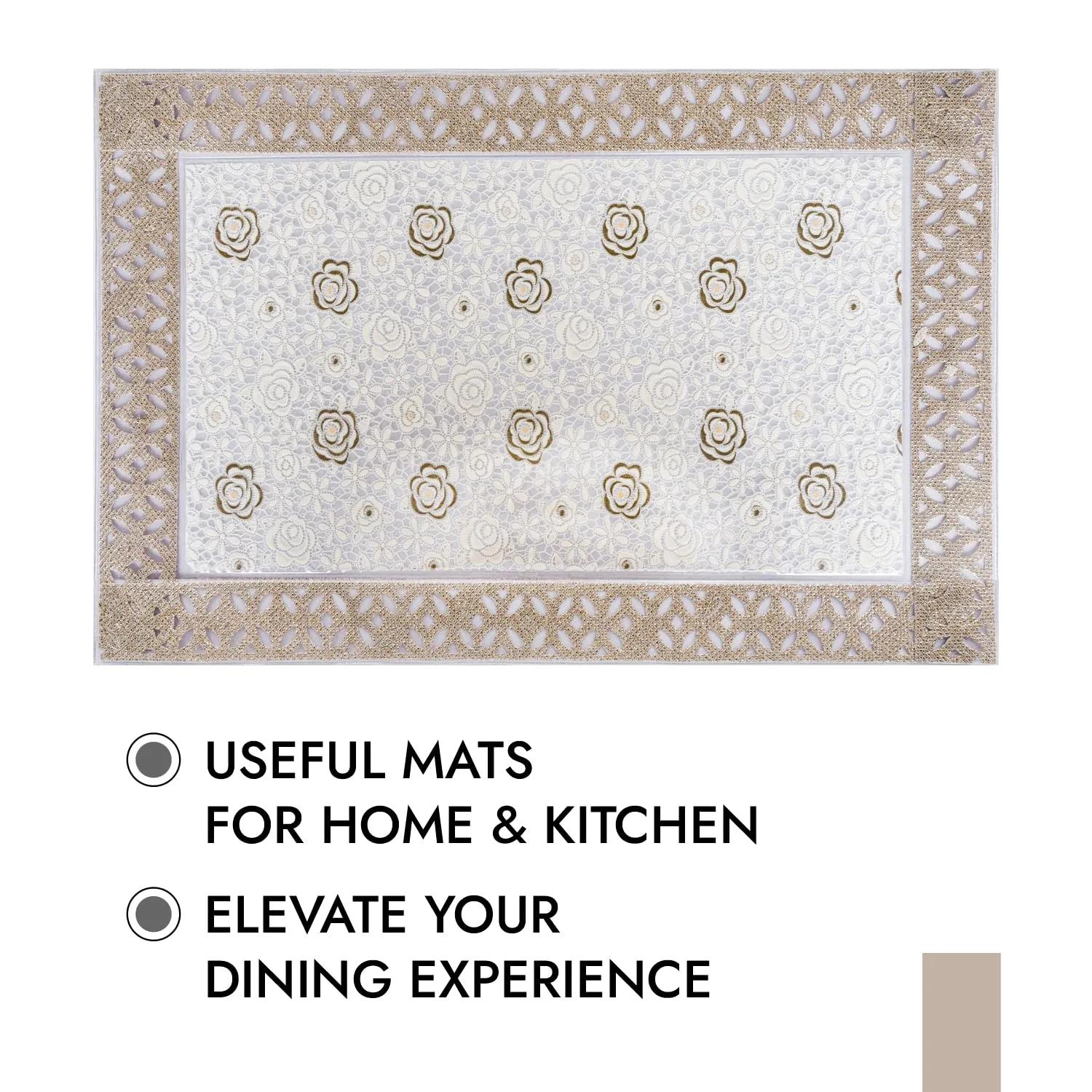 Kuber Industries Placemat | Placemats for Dining Room | Desginer Table Mat Set | Placemats for Kitchen Table | Dining Table Mats | Gulab Maiva Placemat | 6 Piece Set | Cream