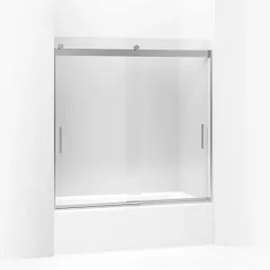 Levity 59.31" Clear Glass Sliding Bath Door in Bright Silver