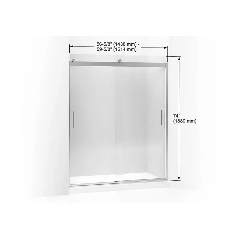 Levity 74" Clear Glass Sliding Shower Door in Brushed Nickel with 0.31" Thick Glass