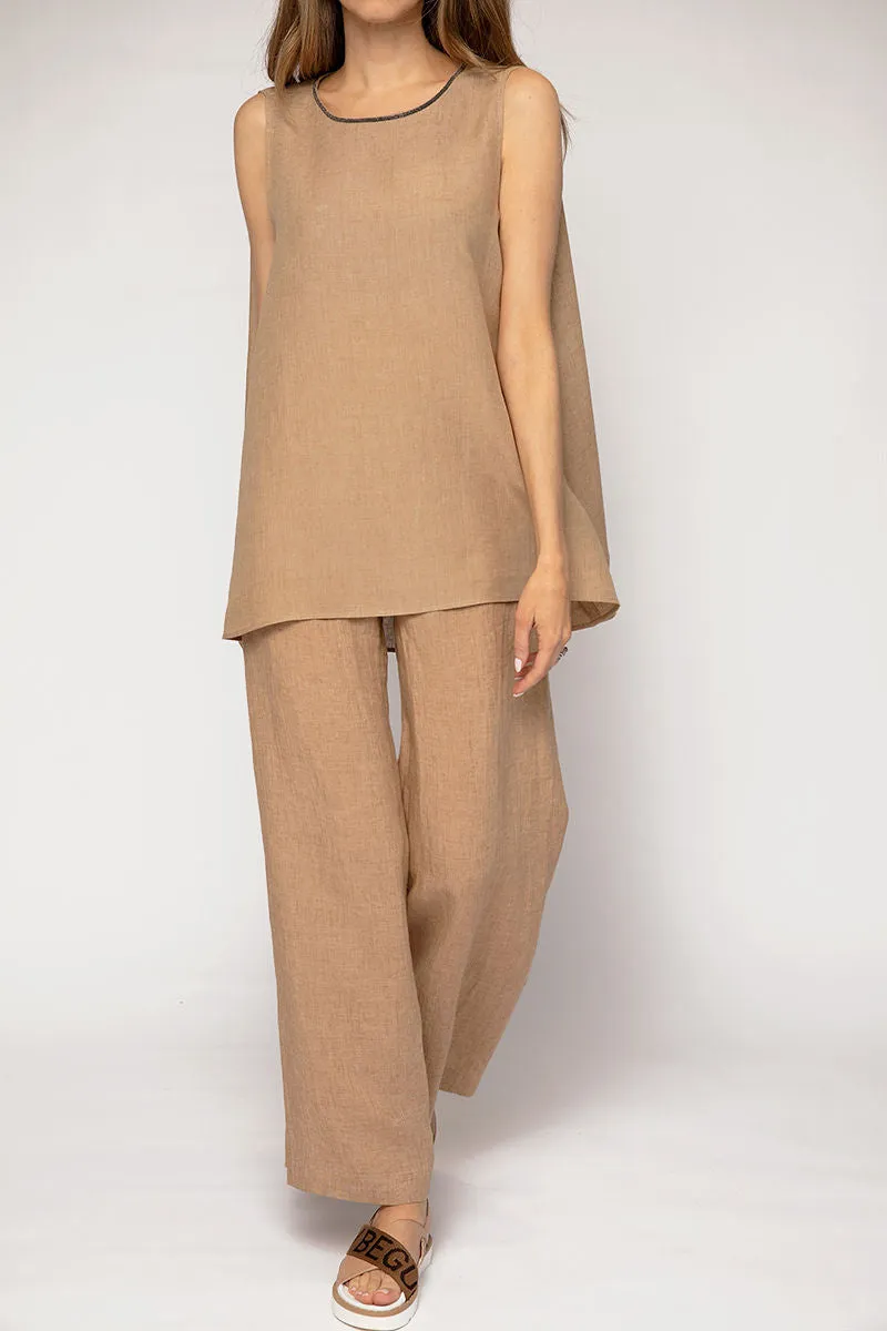 Linen Tunic Top in Fieno