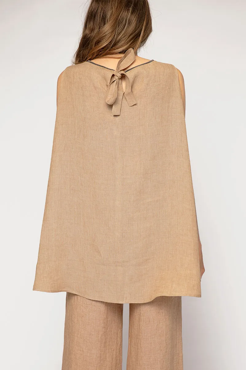 Linen Tunic Top in Fieno