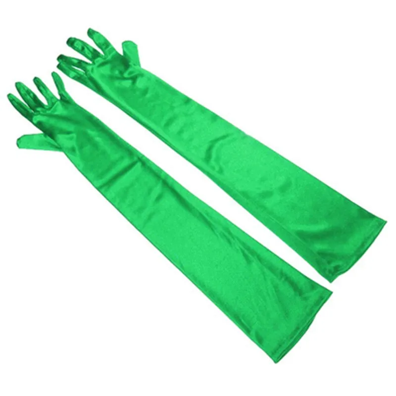 Long Satin Elastic Etiquette Gloves Full Finger Driving Glove