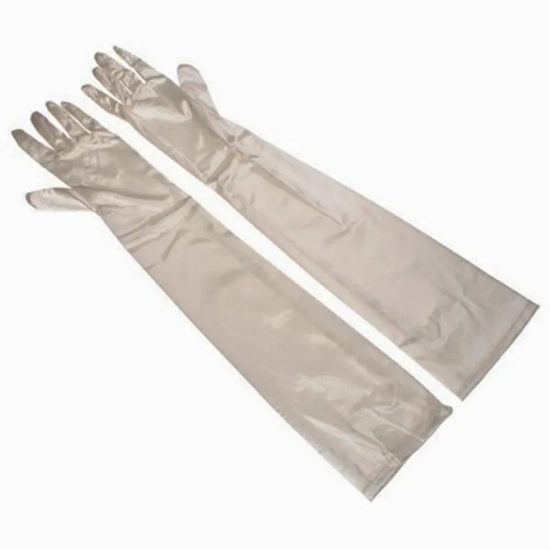 Long Satin Elastic Etiquette Gloves Full Finger Driving Glove