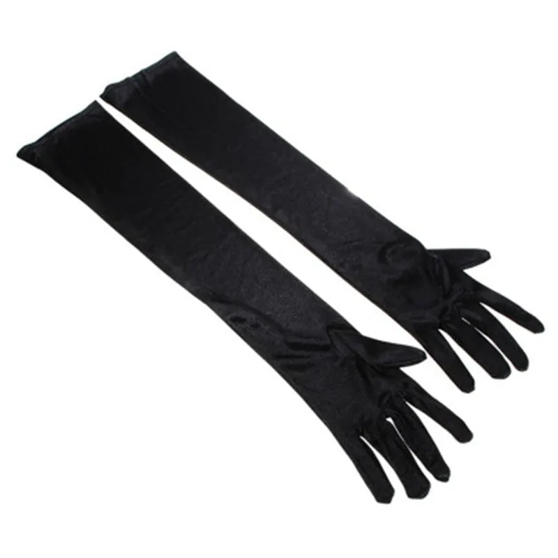 Long Satin Elastic Etiquette Gloves Full Finger Driving Glove