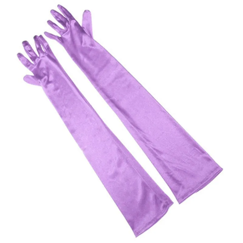 Long Satin Elastic Etiquette Gloves Full Finger Driving Glove