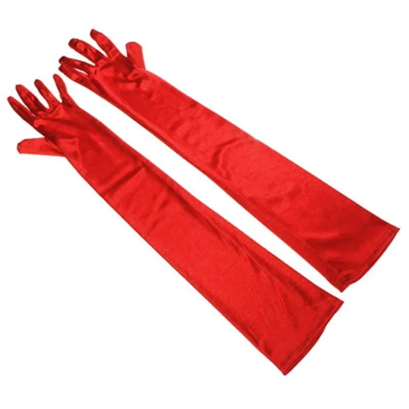 Long Satin Elastic Etiquette Gloves Full Finger Driving Glove