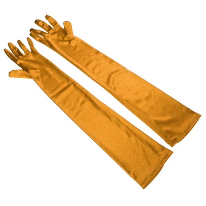 Long Satin Elastic Etiquette Gloves Full Finger Driving Glove