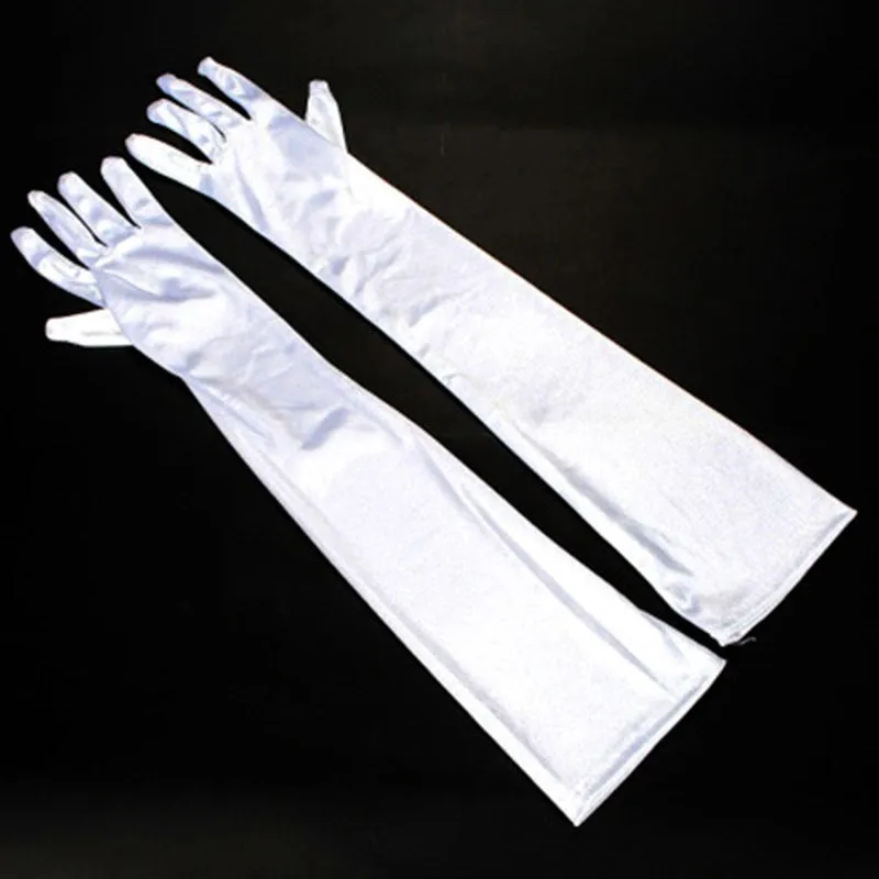 Long Satin Elastic Etiquette Gloves Full Finger Driving Glove