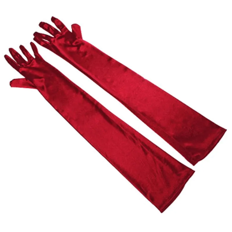 Long Satin Elastic Etiquette Gloves Full Finger Driving Glove