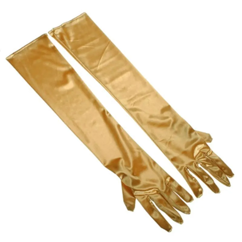 Long Satin Elastic Etiquette Gloves Full Finger Driving Glove