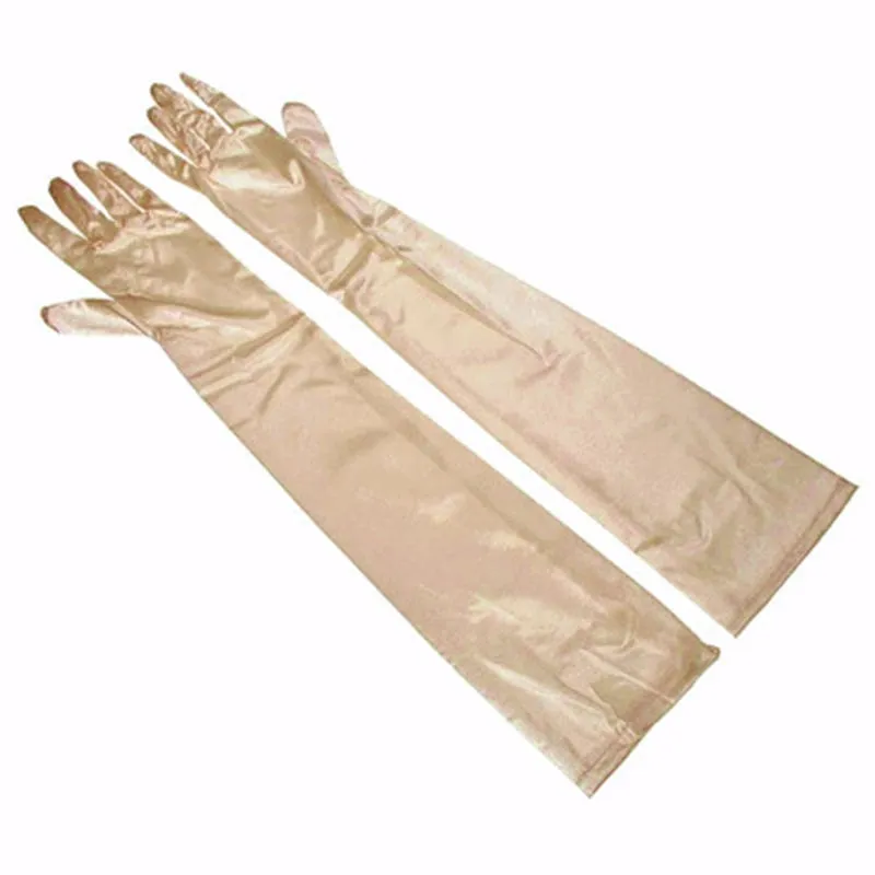 Long Satin Elastic Etiquette Gloves Full Finger Driving Glove