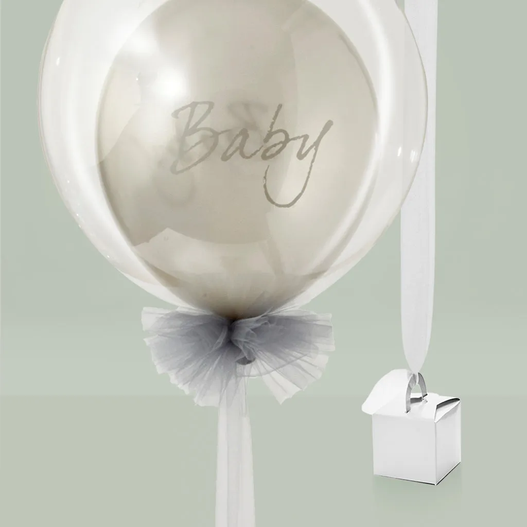 Luxury Rose Baby Clothes Bouquet, Balloon and Personalised Blanket, Grey