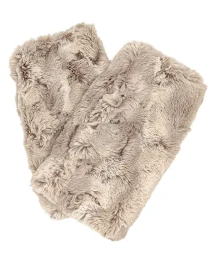 Men's Fingerless / Texting Gloves, Reversible - Luxury Faux Fur in Café Au Lait