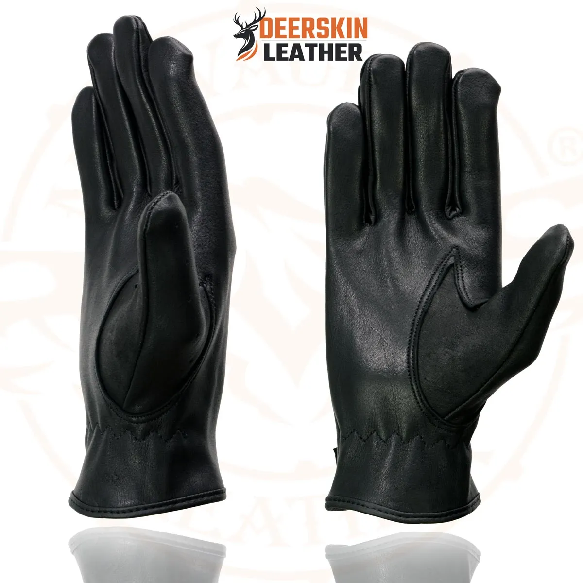 Milwaukee Leather SH868 Men's Black Perforated Deerskin Full Finger Motorcycle Hand Gloves W/ Breathable ‘Open Knuckle’