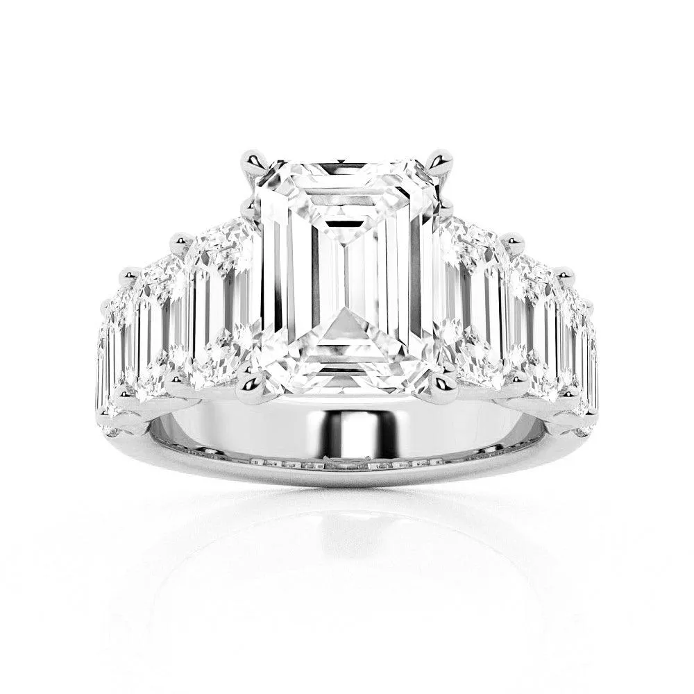 Multi-Stone Emerald Cut Moissanite Vintage Engagement Ring