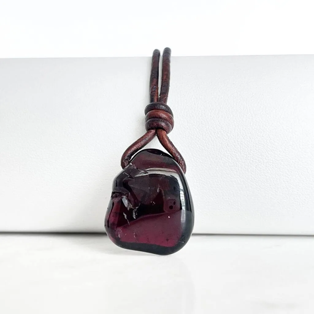 Natural Red Garnet Pendant Necklace OOAK - Passionate Elegance