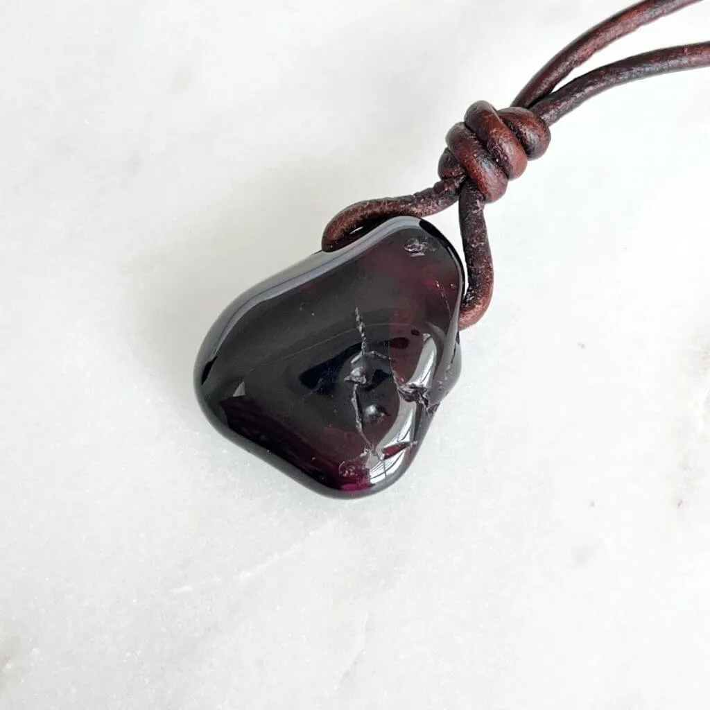 Natural Red Garnet Pendant Necklace OOAK - Passionate Elegance