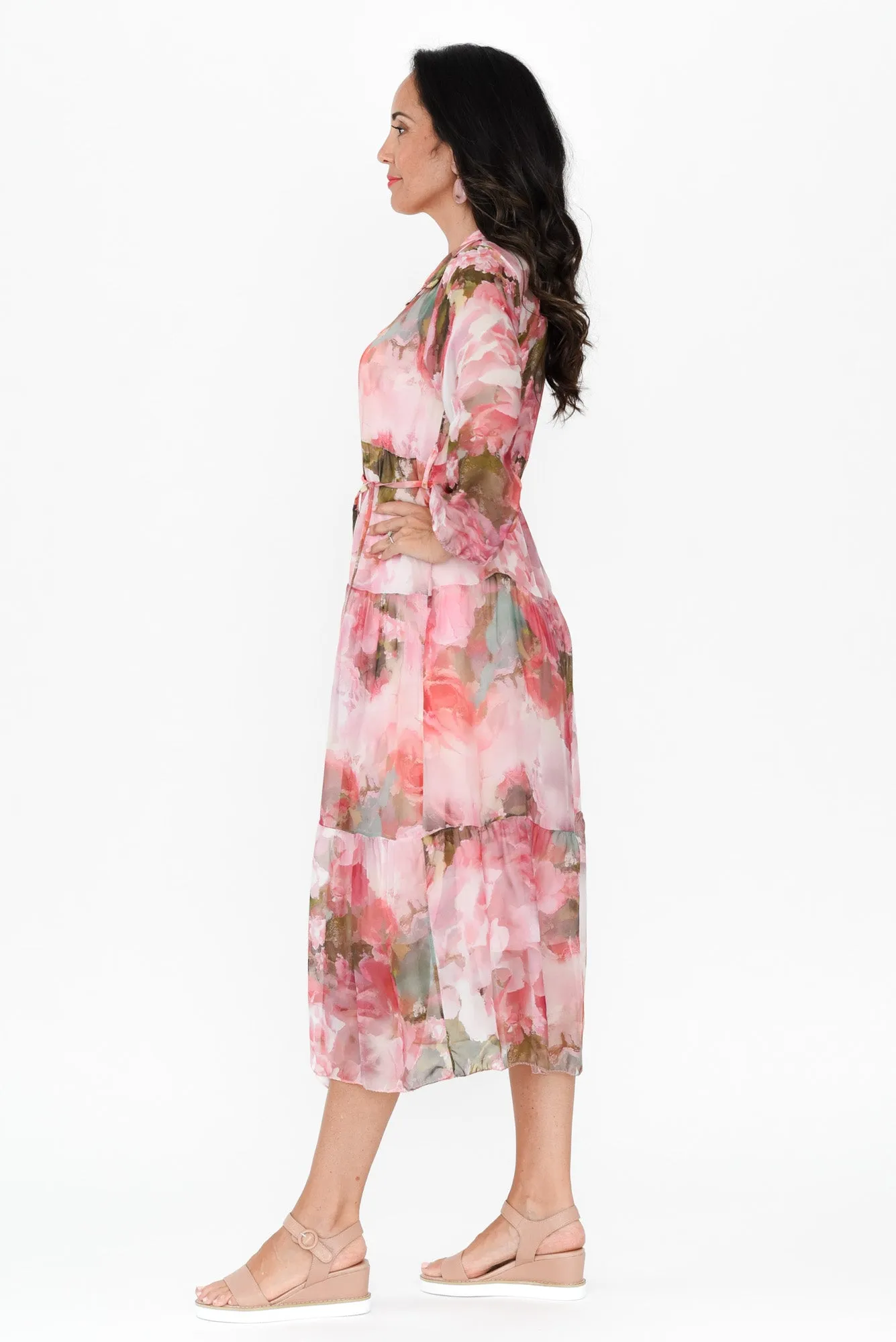 Orla Pink Floral Silk Blend Dress