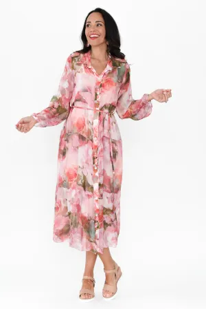 Orla Pink Floral Silk Blend Dress