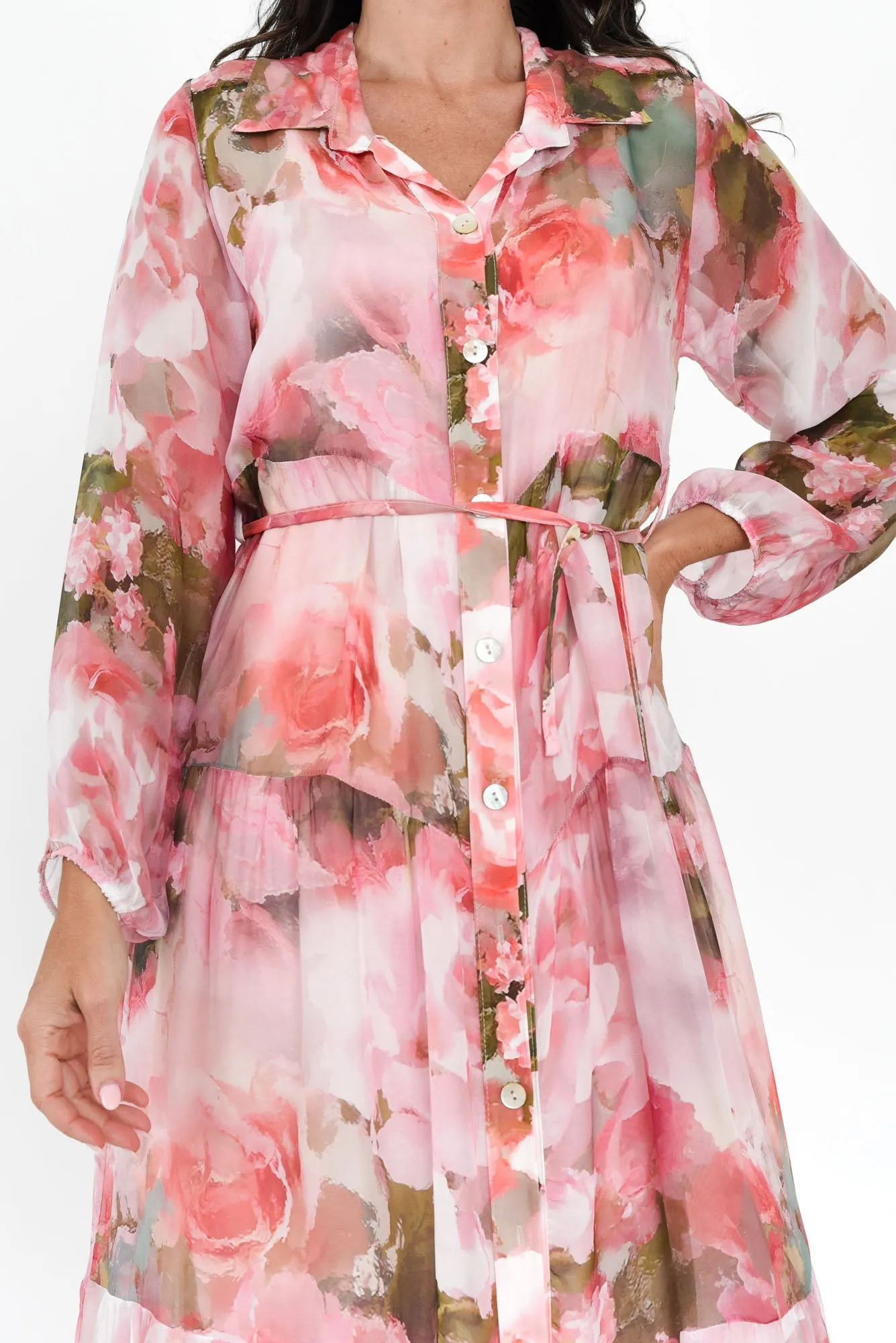 Orla Pink Floral Silk Blend Dress