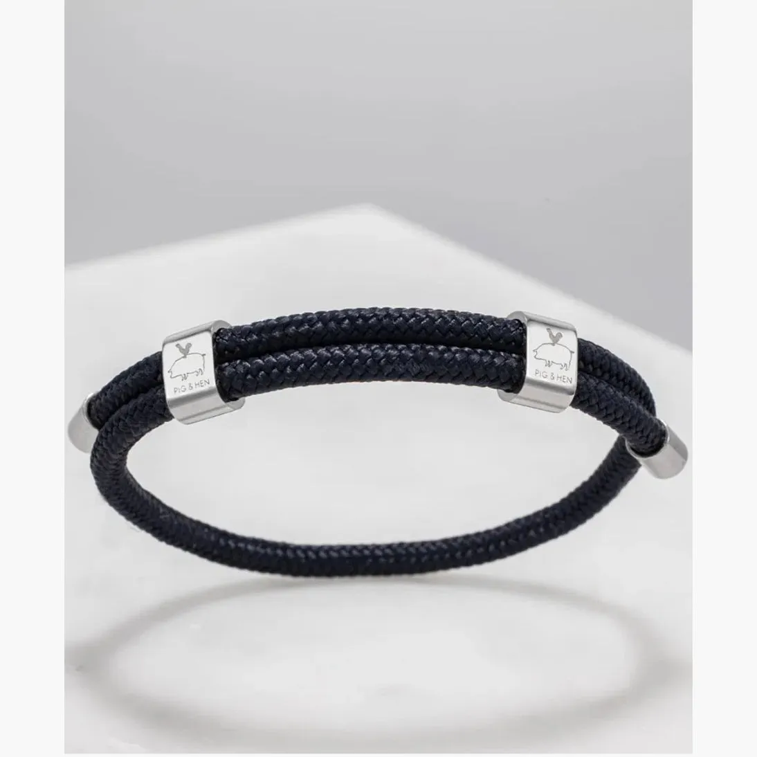 Pig & Hen Little Lewis DBL Rope Bracelet Navy | Silver