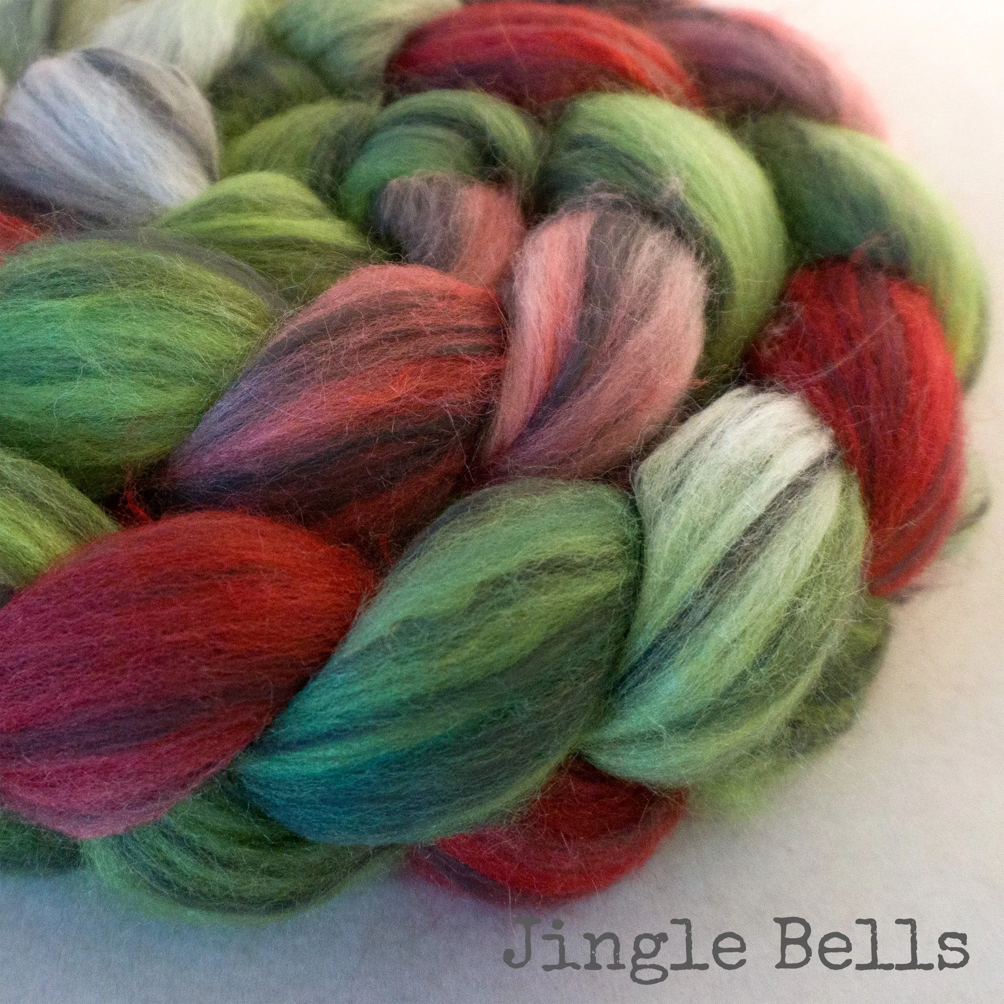 Polwarth Black Bamboo Silk Roving - Jingle Bells