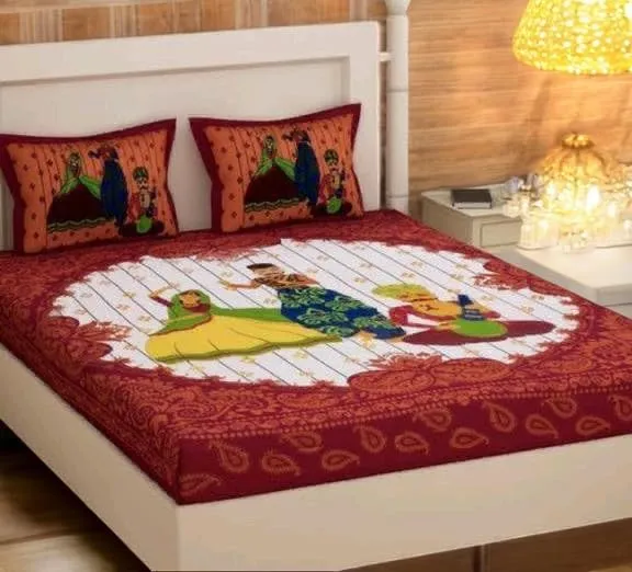 Premium Jaipuri Cotton Bedsheets, Rajasthani Heritage Collection, 100% Pure Cotton (Folk Dance)