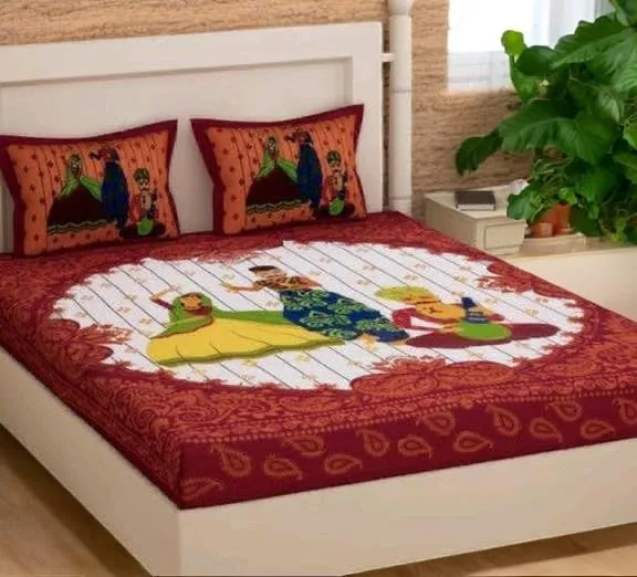 Premium Jaipuri Cotton Bedsheets, Rajasthani Heritage Collection, 100% Pure Cotton (Folk Dance)