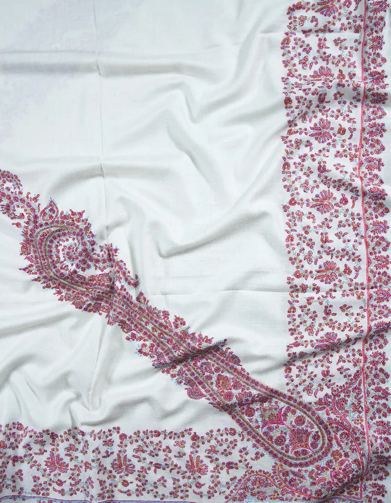 pure white men"s embroidery pashmina shawl 8879