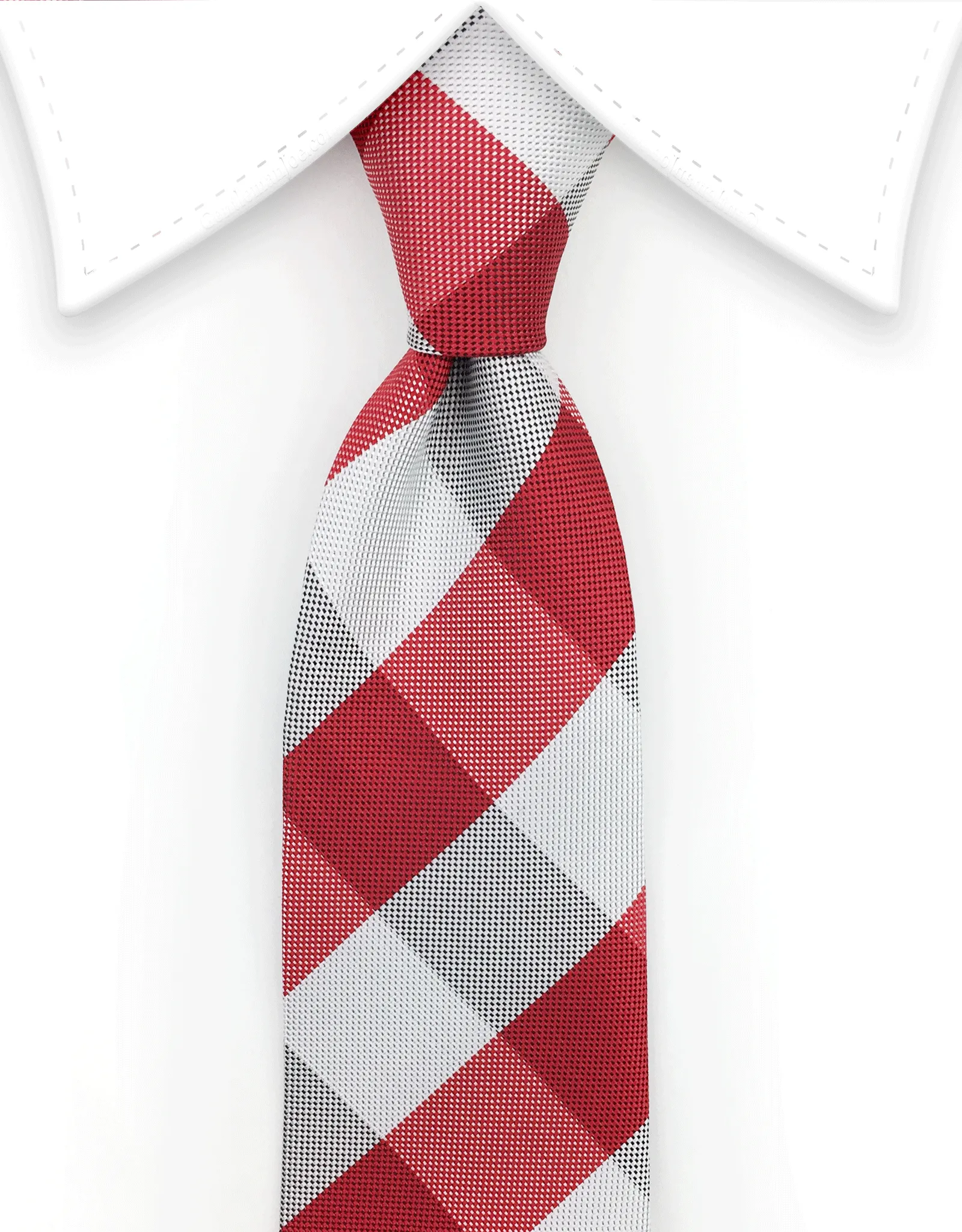 Red and White Checked Skinny Tie