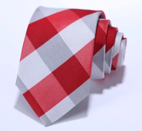 Red and White Checked Skinny Tie