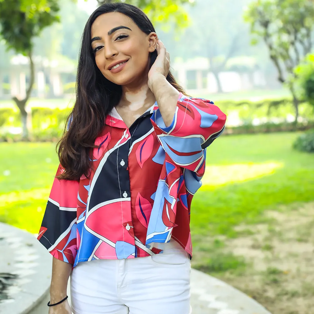 Red bold patterned shirt