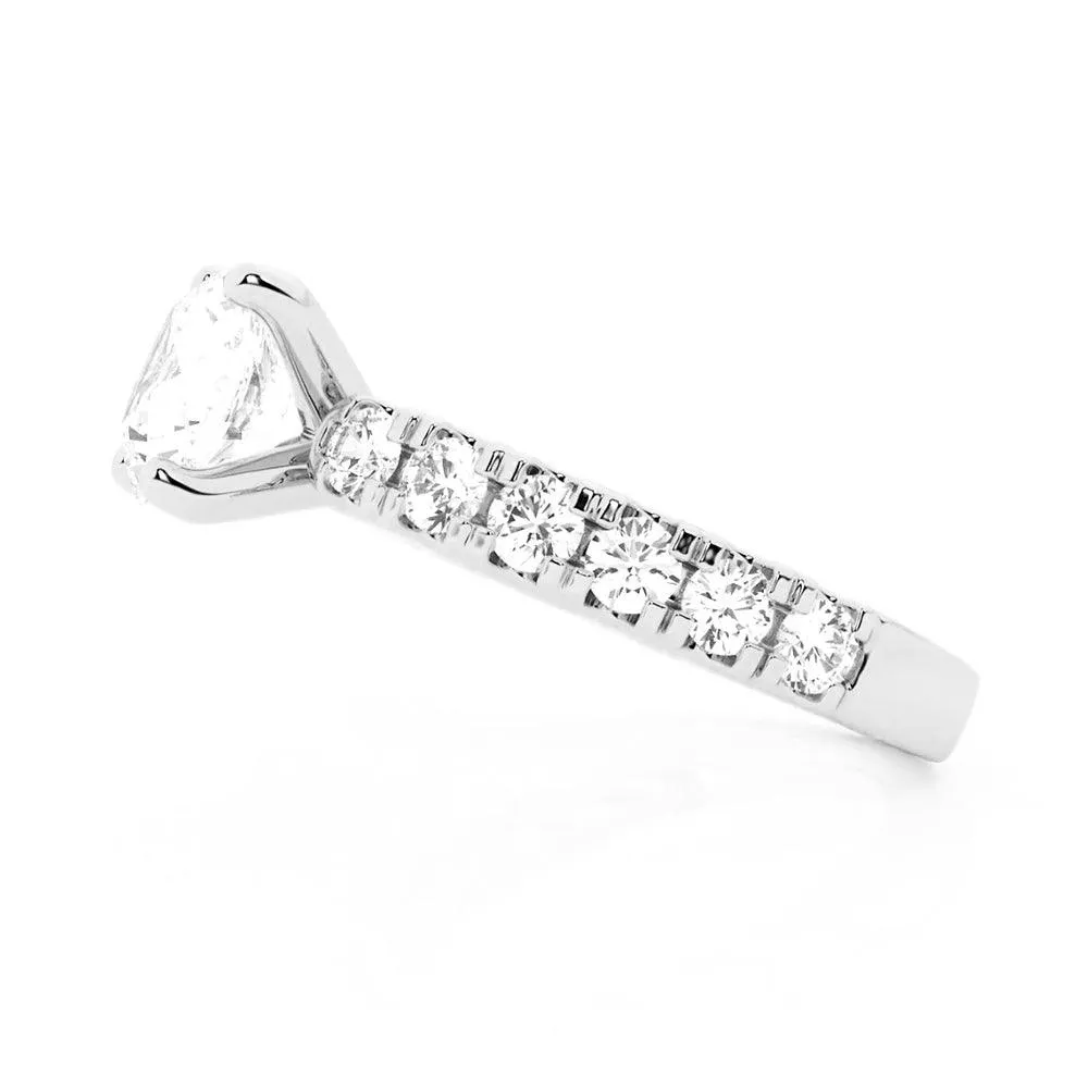 Round Moissanite Engagement Ring With Split Prong Side Accents