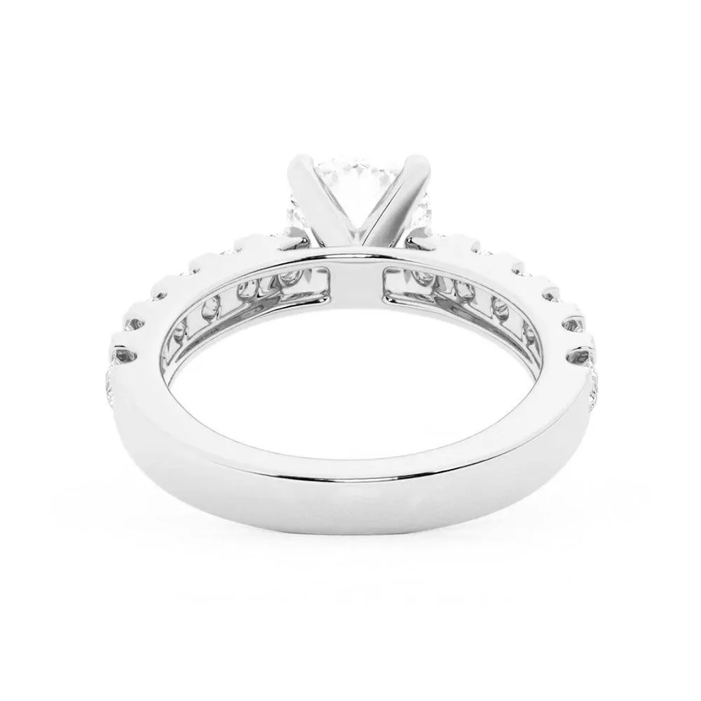 Round Moissanite Engagement Ring With Split Prong Side Accents