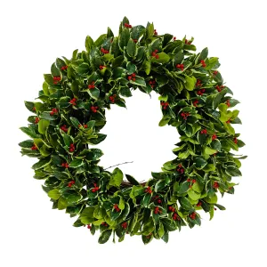 Rounded Holly Wreath 24"