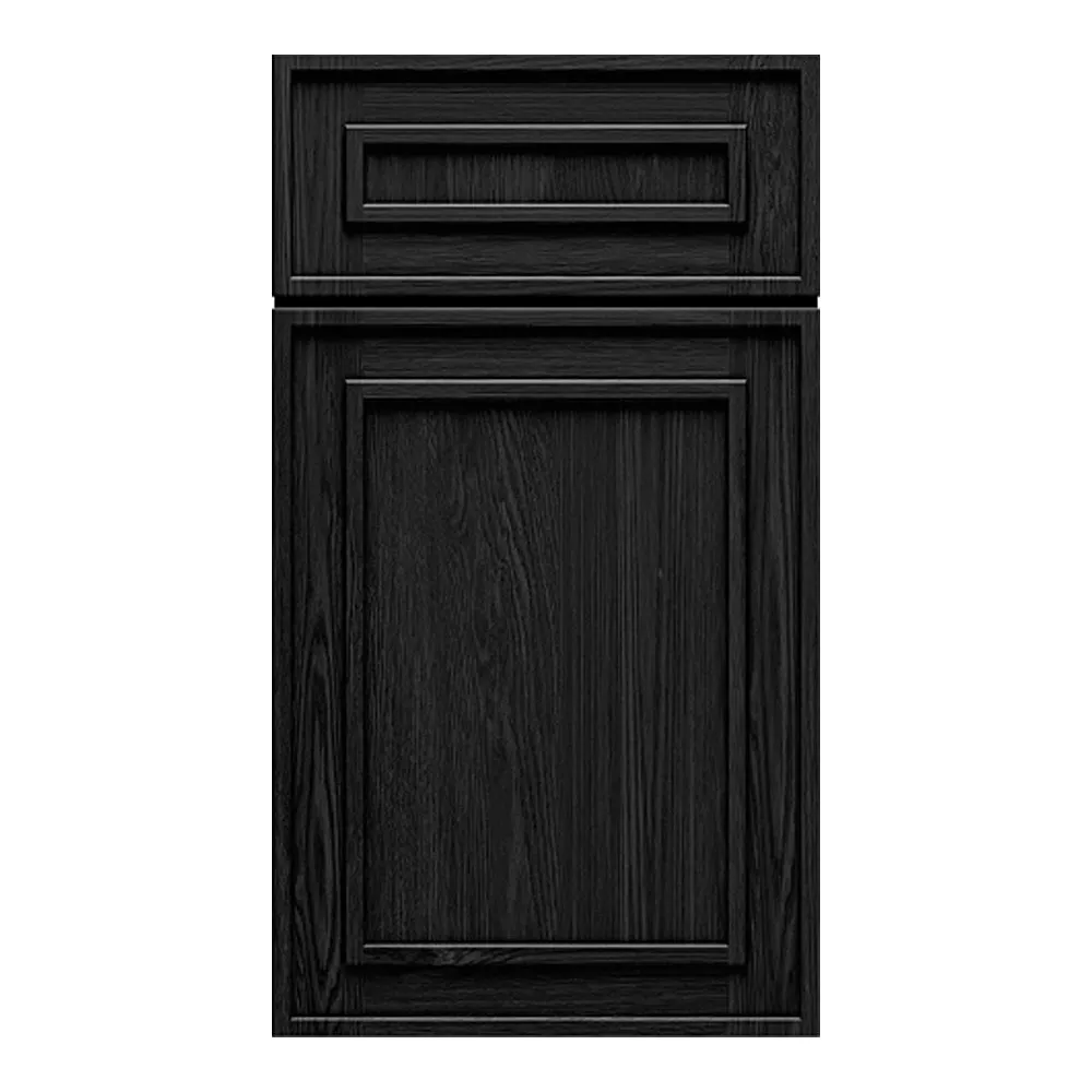 RTA - Elegant Shaker Black - 15"W x 36"H x 0.75"D - Wall Molding Glass Door with 1 Door