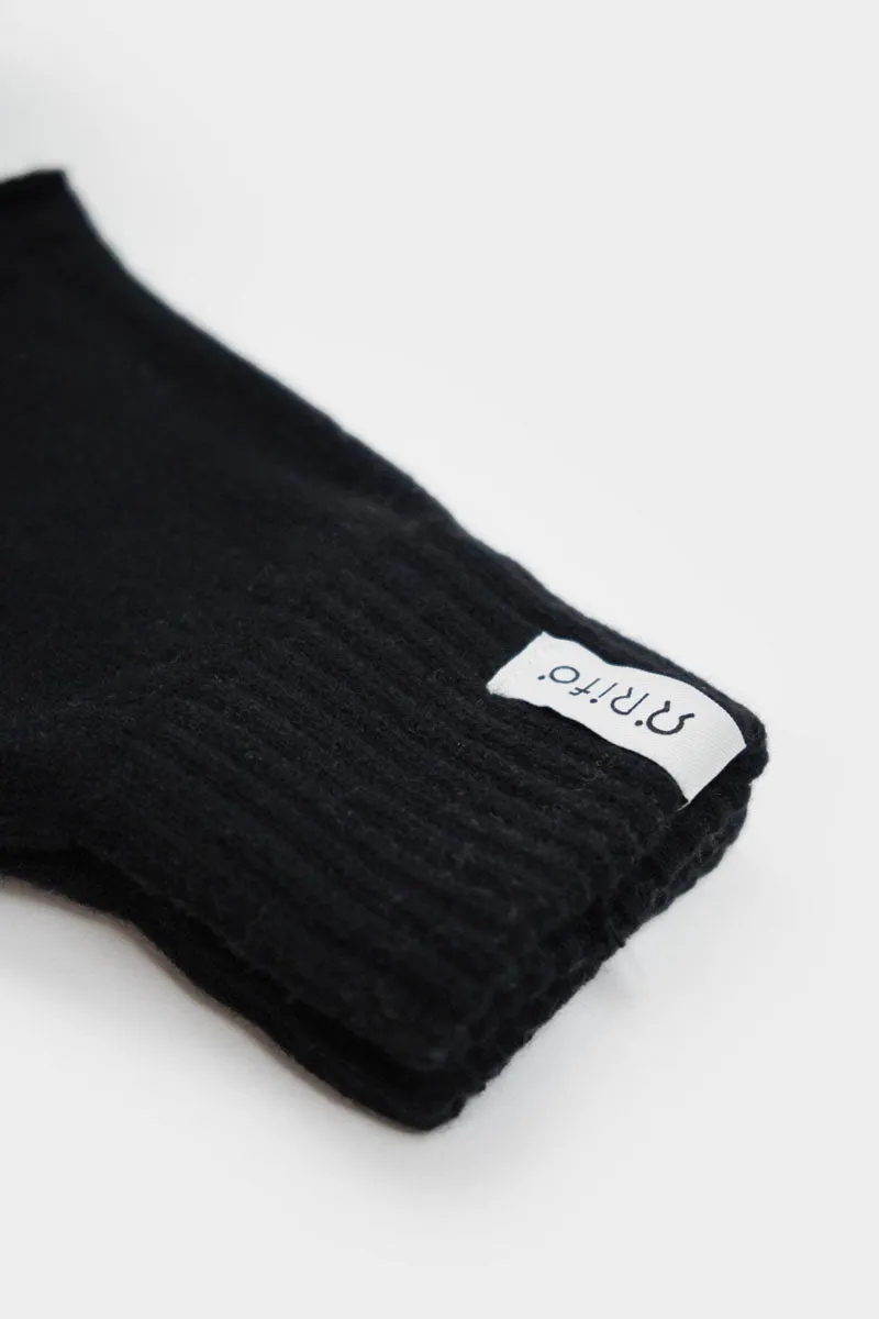 Sasha Fingerless Wool Gloves Black