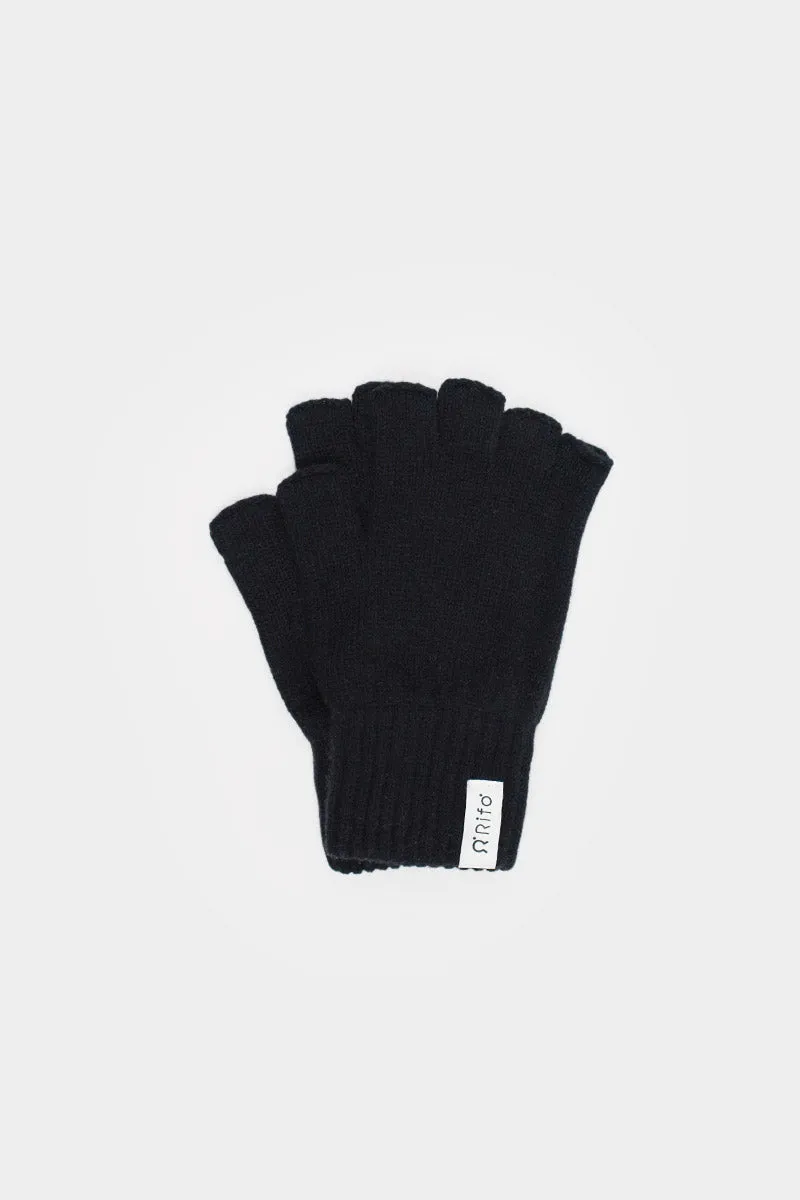 Sasha Fingerless Wool Gloves Black