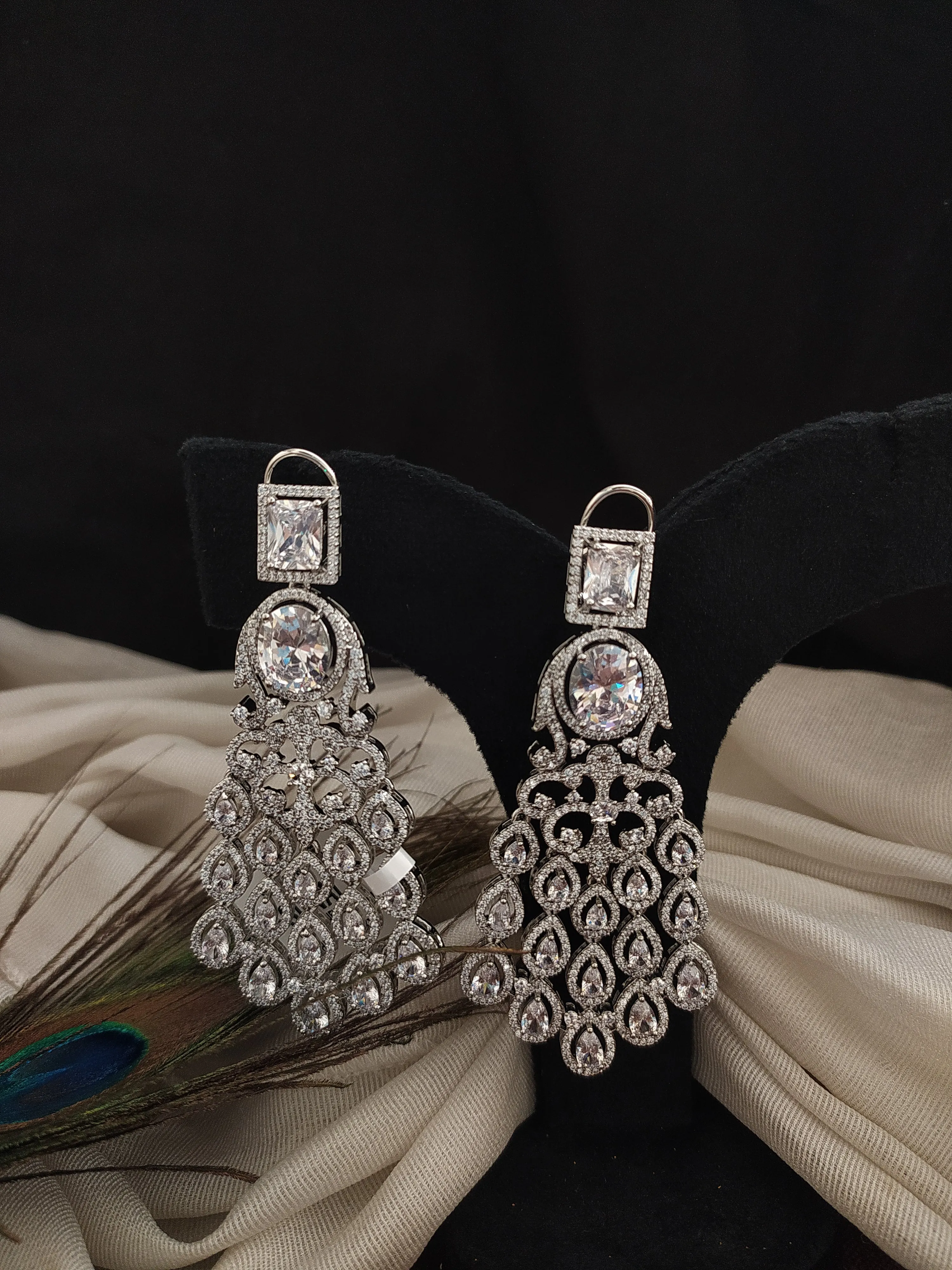 Silver-plated Chandelier Style Drop Earrings