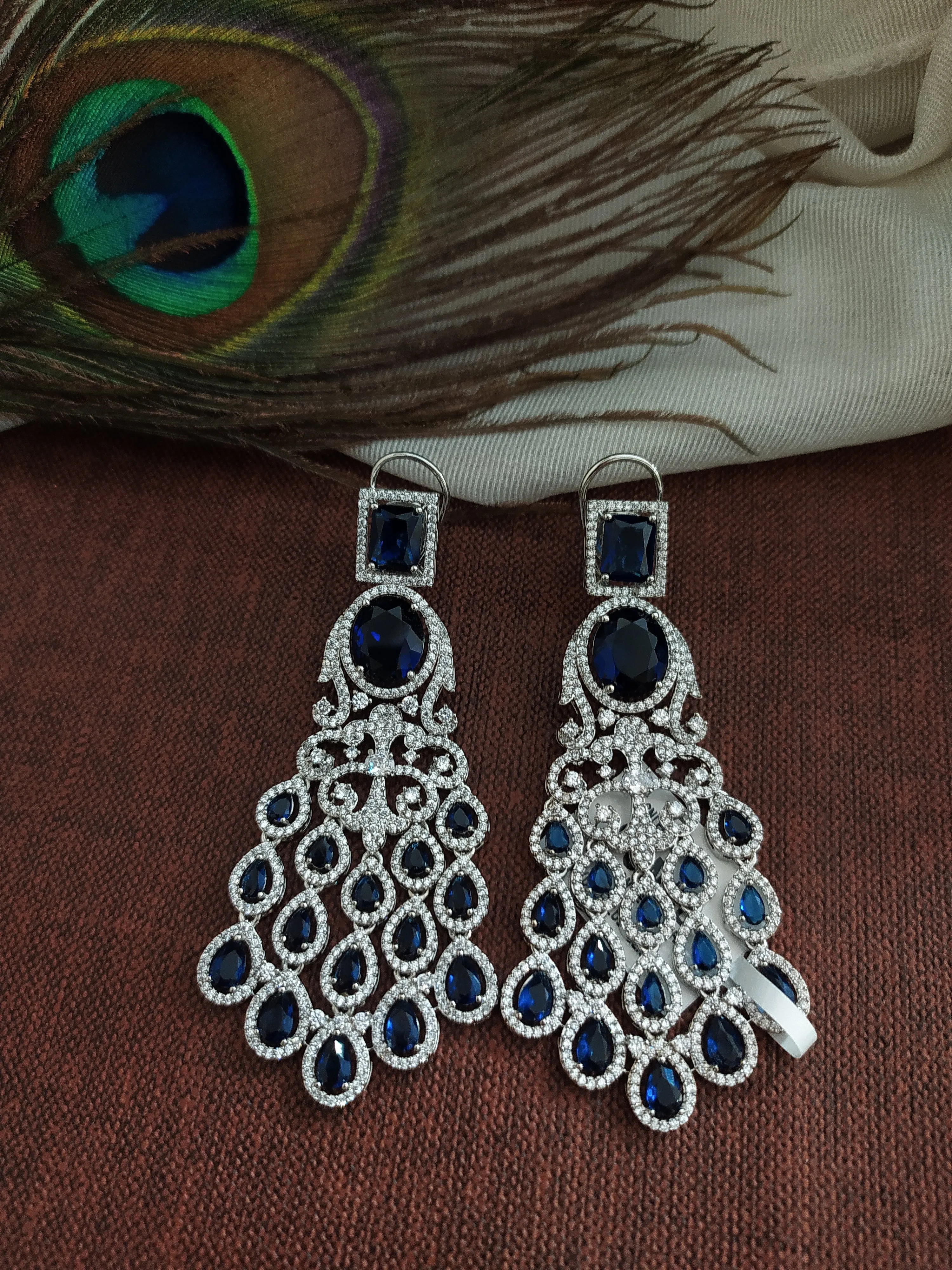 Silver-plated Chandelier Style Drop Earrings