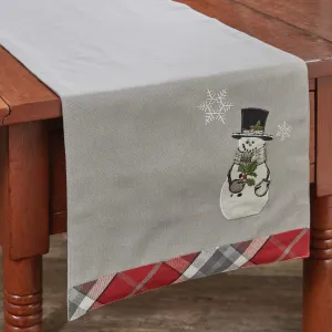 Sketchbook Snowman and Holly Table Runner 36"