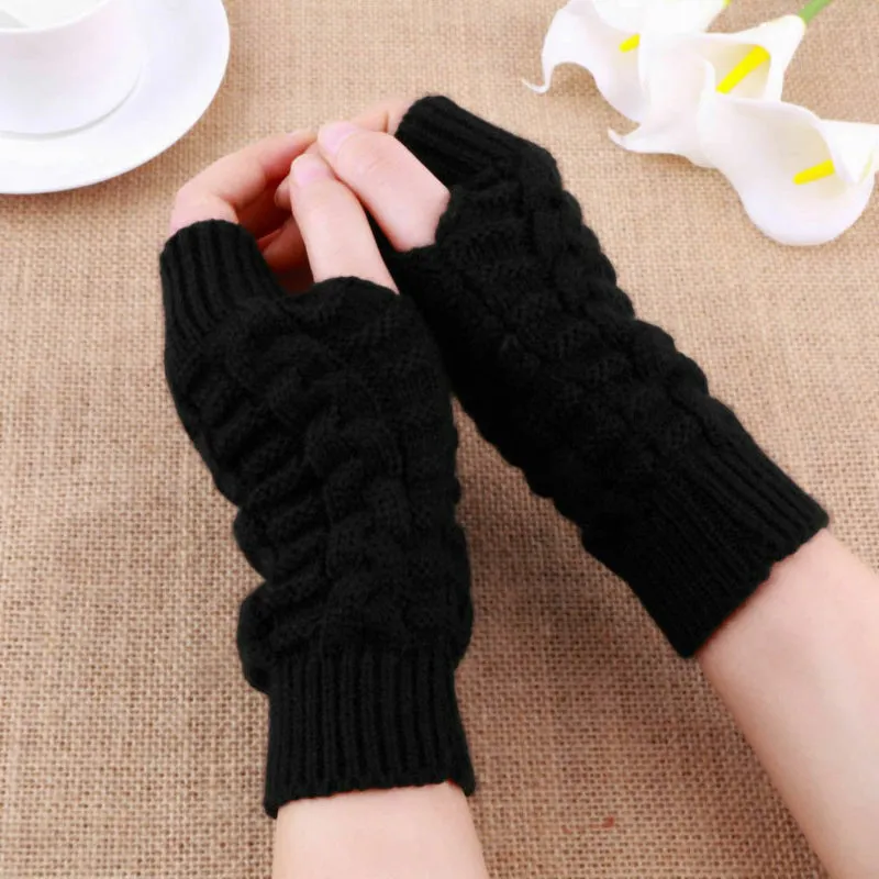 Soft and Warm Knitted Fingerless Winter Gloves