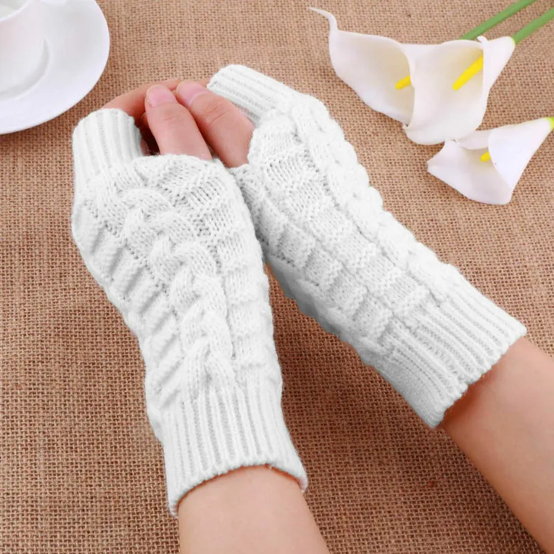 Soft and Warm Knitted Fingerless Winter Gloves