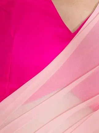 Sundown Blush & Pink Triangle Georgette Saree with Fuchsia Blouse Fabric