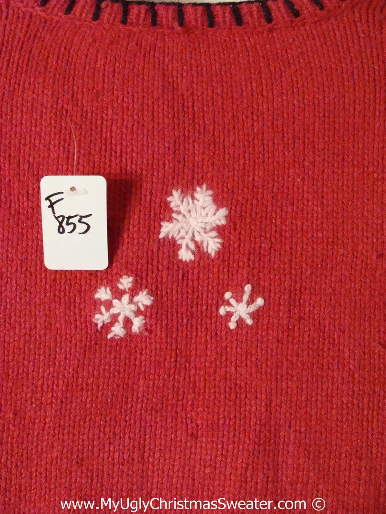 Tacky Christmas Sweater Party Ugly Sweater with Floating Snowmen and Mittens (f855)